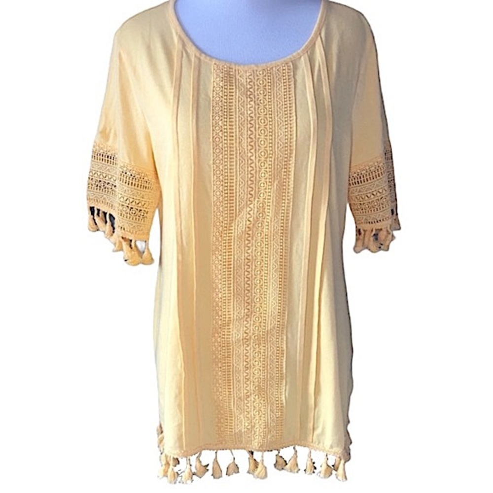 Charter Club NWT Yellow Embroidered Boho Tunic NWT